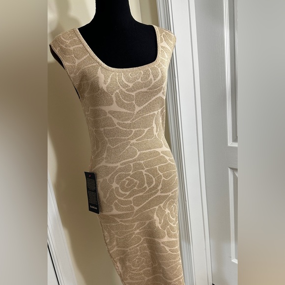 bebe- Alissa Misty Rose - Metallic Gold Dress - Picture 2 of 4